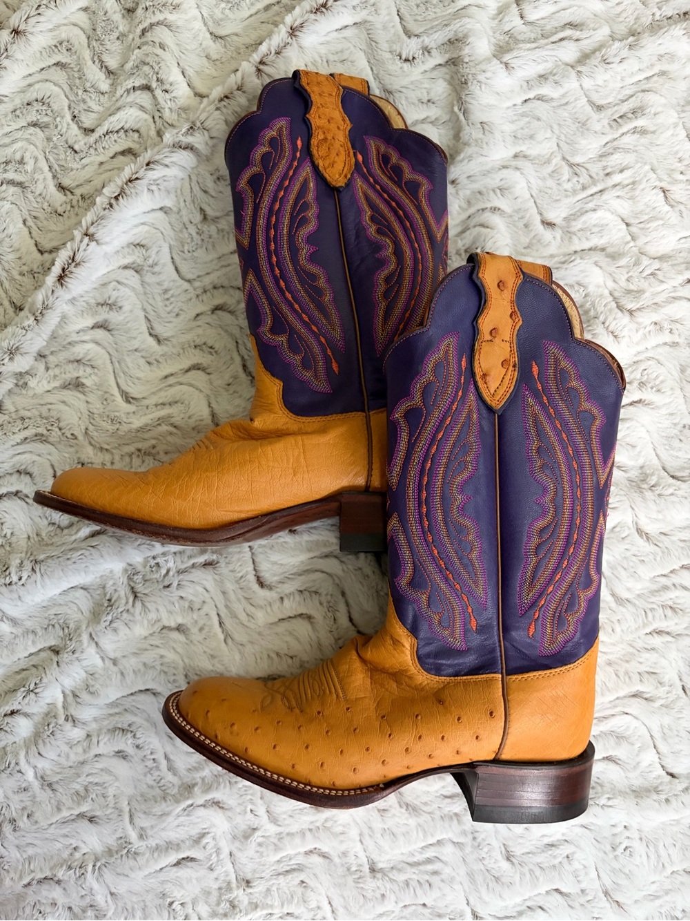 Women's Two-Tone Purple & Tan Western Cowboy Boots - Picture 7 of 7